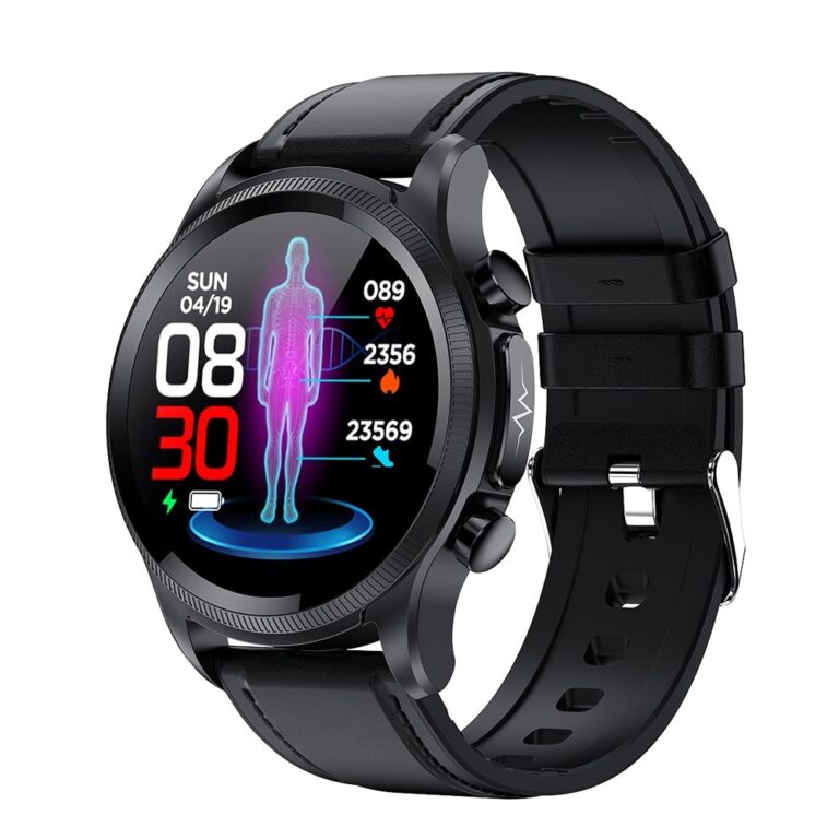 Black Leather Cardica Blood Glucose Smart Watch Ecg Mo Variants 3 768x768 
